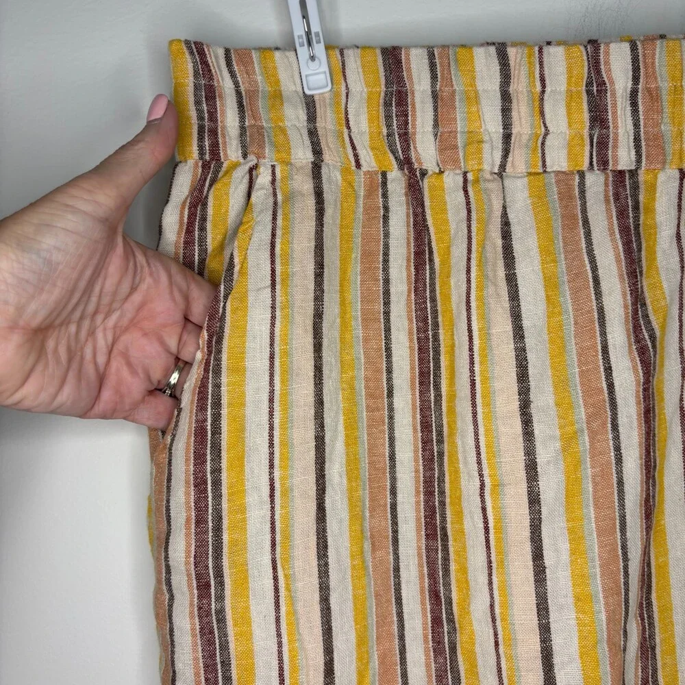Denim & Co Naturals NEW Linen Blend Wide Leg Pants Womens 5XP Tan Stripe Pull On - Picture 5 of 10